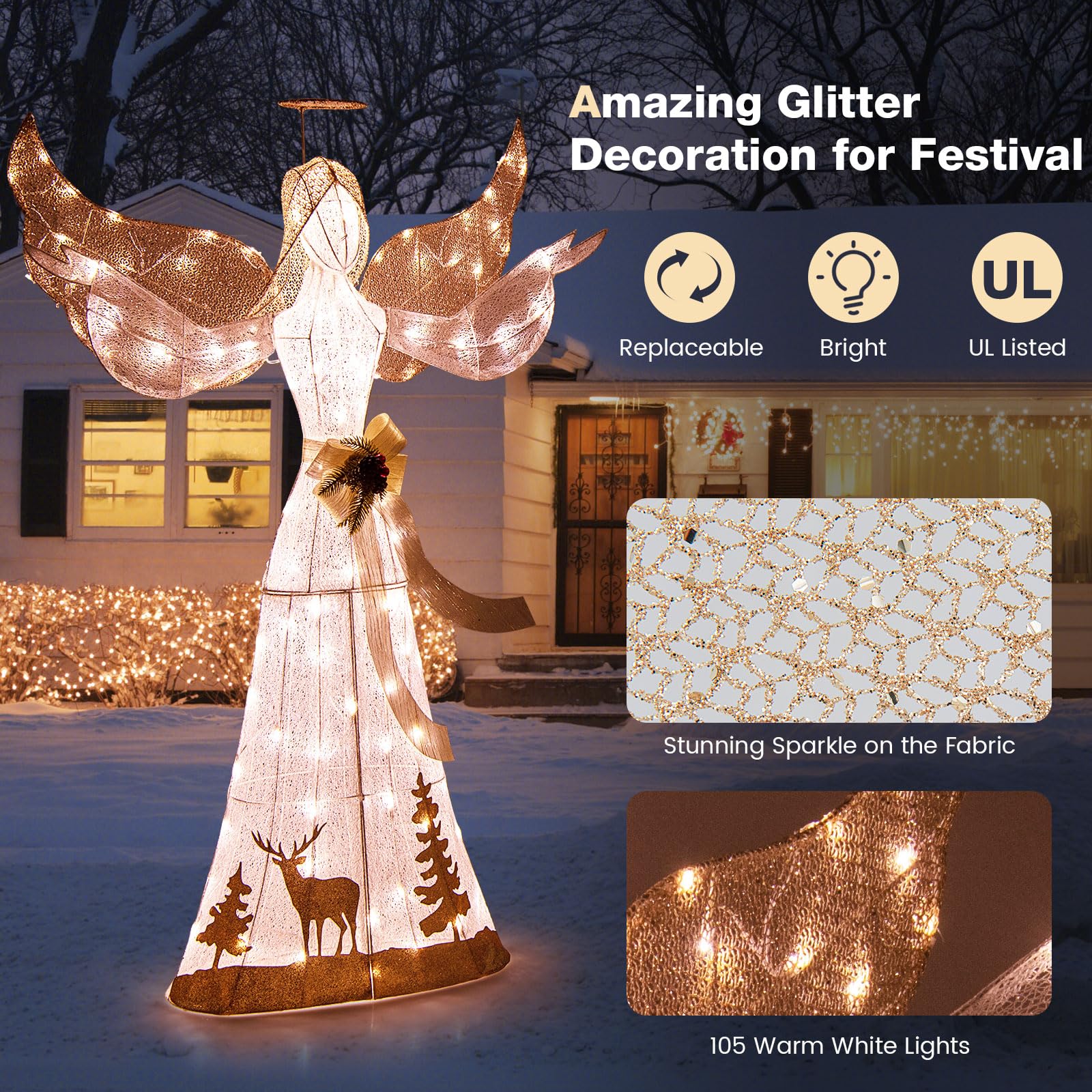 5 FT Lighted Christmas Angel - Tangkula