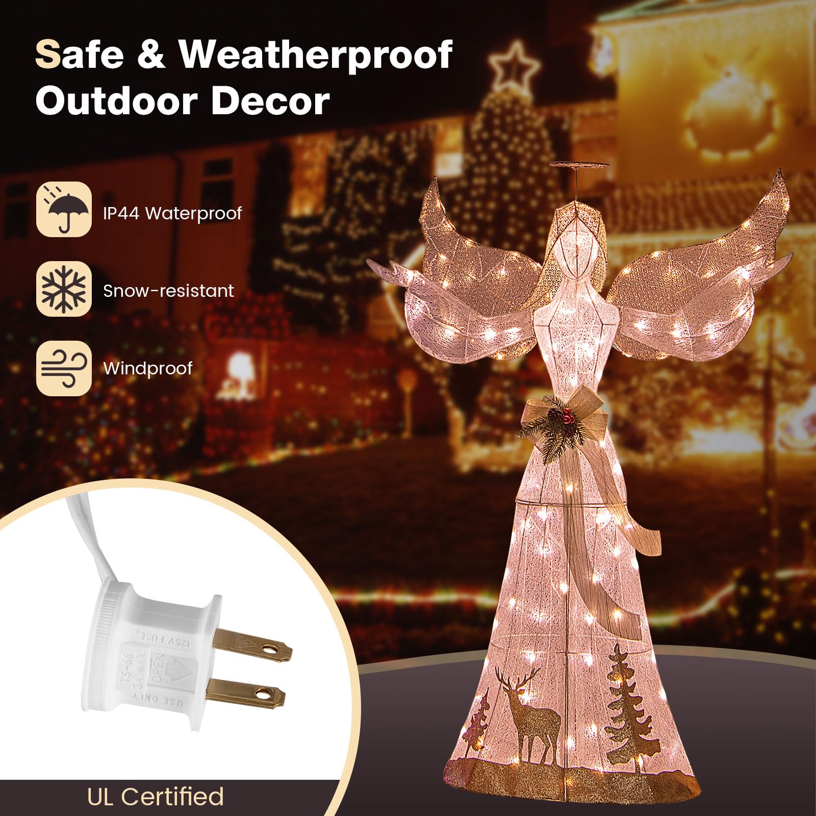 5 FT Lighted Christmas Angel - Tangkula