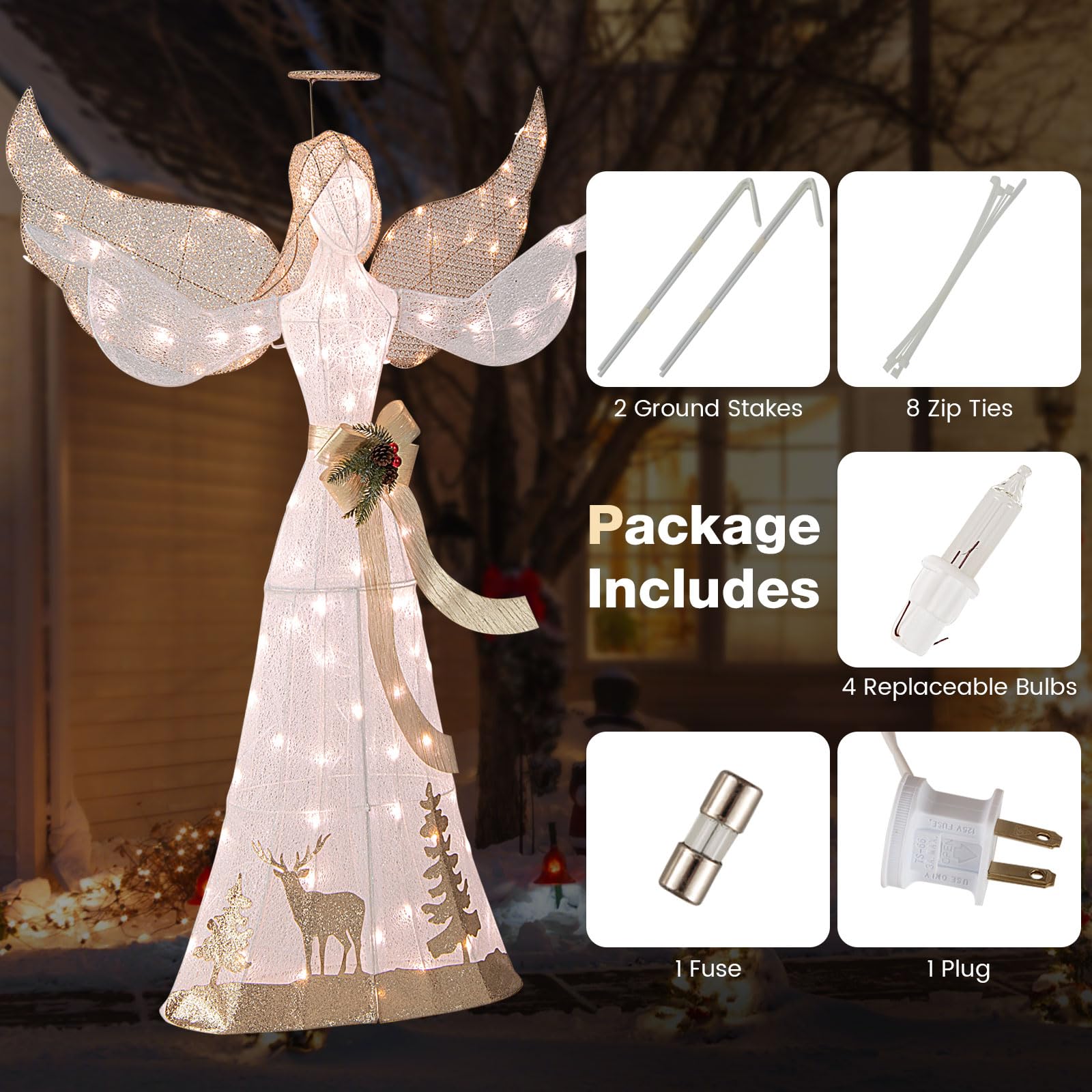 5 FT Lighted Christmas Angel - Tangkula