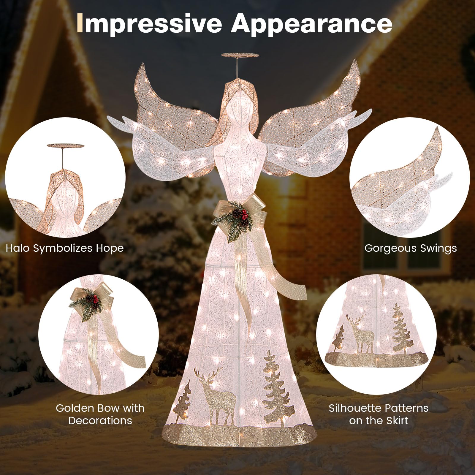 5 FT Lighted Christmas Angel - Tangkula