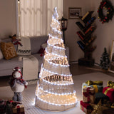 Tangkula 5 FT Lighted Pre-lit Christmas Cone Tree, Artificial Spiral Conic Tree w/300 Warm White & 250 Cold White LED Lights