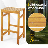 Tangkula 5 Piece Outdoor Acacia Wood Bar Table Set