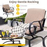 Tangkula 5 Piece Patio Dining Set, Heavy-Duty Rocking Chairs with 4-in-1 Fire Pit Table