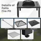 Tangkula 5 Piece Patio Dining Set, Heavy-Duty Rocking Chairs with 4-in-1 Fire Pit Table