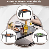 Tangkula 5 Piece Patio Dining Set, Heavy-Duty Rocking Chairs with 4-in-1 Fire Pit Table