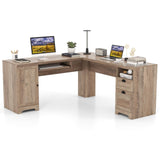 Tangkula 66" x 66" L-Shaped Office Desk with Keyboard Tray
