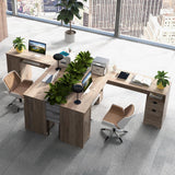 Tangkula 66" x 66" L-Shaped Office Desk with Keyboard Tray