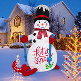 Tangkula 6 FT Lighted Christmas Inflatable Skiing Snowman