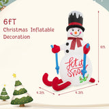 Tangkula 6 FT Lighted Christmas Inflatable Skiing Snowman
