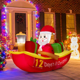 Tangkula 7 FT Christmas Inflatable Santa Claus Rowing Boat with Navigation Light