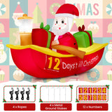 Tangkula 7 FT Christmas Inflatable Santa Claus Rowing Boat with Navigation Light