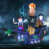 Tangkula 7 FT Halloween Inflatable Skeletons Ghosts On Pirate Ship