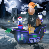 Tangkula 7 FT Halloween Inflatable Skeletons Ghosts On Pirate Ship