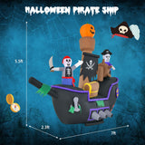 Tangkula 7 FT Halloween Inflatable Skeletons Ghosts On Pirate Ship