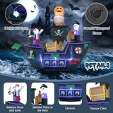 Tangkula 7 FT Halloween Inflatable Skeletons Ghosts On Pirate Ship