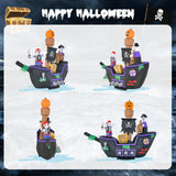 Tangkula 7 FT Halloween Inflatable Skeletons Ghosts On Pirate Ship