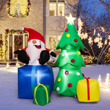 Tangkula 7 FT Lighted Christmas Inflatable Santa Claus & Christmas Tree with Gift Boxes