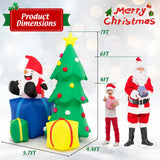 Tangkula 7 FT Lighted Christmas Inflatable Santa Claus & Christmas Tree with Gift Boxes