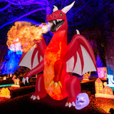 Tangkula 8 FT Halloween Inflatable Fire Dragon, Blow-up Red Dragon