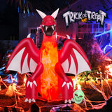 Tangkula 8 FT Halloween Inflatable Fire Dragon, Blow-up Red Dragon
