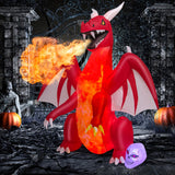 Tangkula 8 FT Halloween Inflatable Fire Dragon, Blow-up Red Dragon