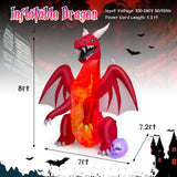 Tangkula 8 FT Halloween Inflatable Fire Dragon, Blow-up Red Dragon