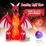 Tangkula 8 FT Halloween Inflatable Fire Dragon, Blow-up Red Dragon