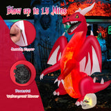 Tangkula 8 FT Halloween Inflatable Fire Dragon, Blow-up Red Dragon