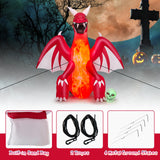 Tangkula 8 FT Halloween Inflatable Fire Dragon, Blow-up Red Dragon