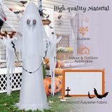 Tangkula 8 FT Halloween Inflatable Ghost, Blow-up Haunting Ghost Bride with Flame LED Light