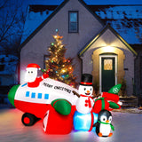 Tangkula 9.5 FT Lighted Christmas Inflatable Santa Claus on Helicopter