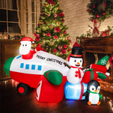 Tangkula 9.5 FT Lighted Christmas Inflatable Santa Claus on Helicopter