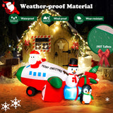 Tangkula 9.5 FT Lighted Christmas Inflatable Santa Claus on Helicopter