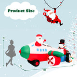 Tangkula 9.5 FT Lighted Christmas Inflatable Santa Claus on Helicopter