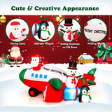 Tangkula 9.5 FT Lighted Christmas Inflatable Santa Claus on Helicopter