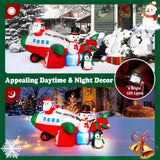 Tangkula 9.5 FT Lighted Christmas Inflatable Santa Claus on Helicopter