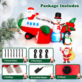 Tangkula 9.5 FT Lighted Christmas Inflatable Santa Claus on Helicopter