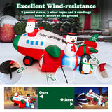Tangkula 9.5 FT Lighted Christmas Inflatable Santa Claus on Helicopter