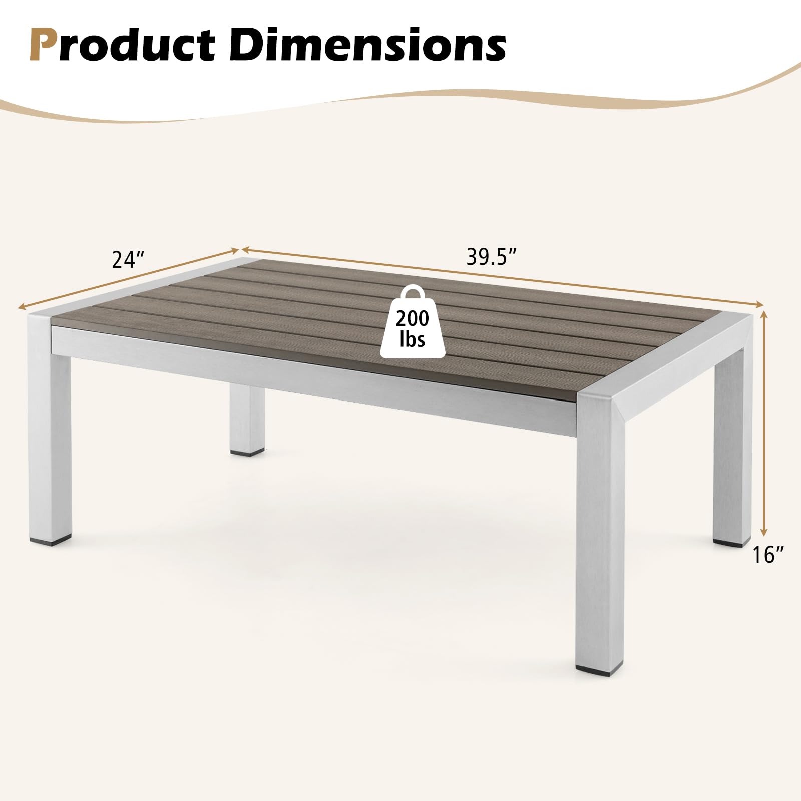 Aluminum Outdoor Coffee Table - Tangkula