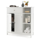 Tangkula Bathroom Cabinet, Floor Storage Cabinet with Doors and Shelves