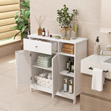 Tangkula Bathroom Cabinet, Floor Storage Cabinet with Doors and Shelves