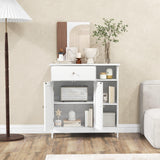 Tangkula Bathroom Cabinet, Floor Storage Cabinet with Doors and Shelves