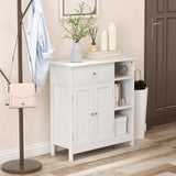 Tangkula Bathroom Cabinet, Floor Storage Cabinet with Doors and Shelves