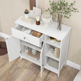 Tangkula Bathroom Cabinet, Floor Storage Cabinet with Doors and Shelves