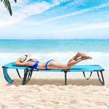 Tangkula Beach Lounge Chair, Folding Sunbathing Recliner with Face Hole