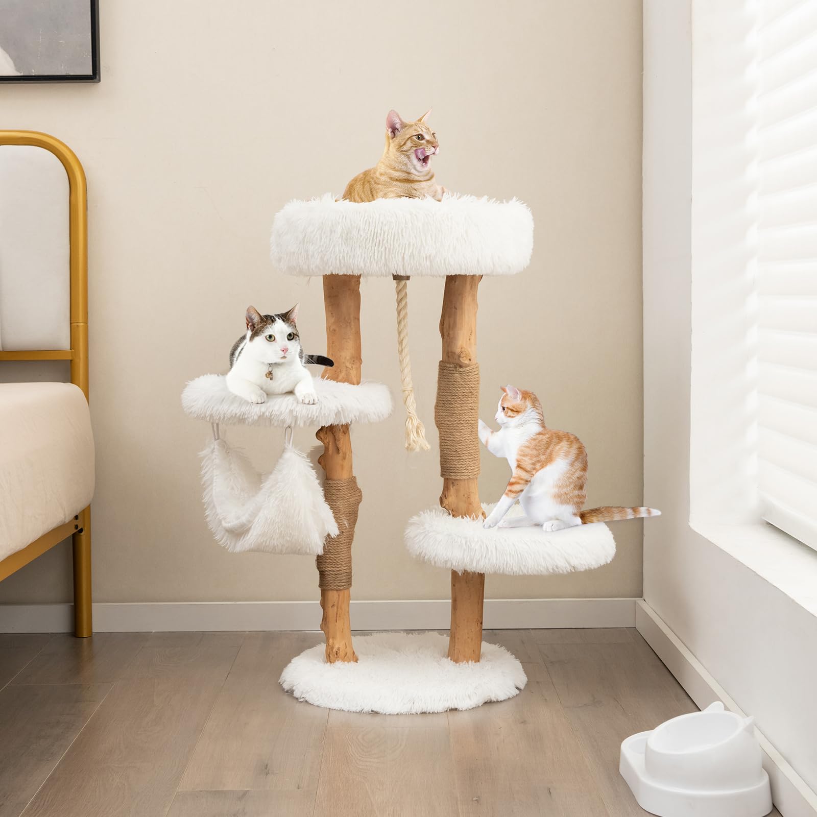  Solid Wood Modern Cat Tower  - Tangkula