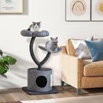 35 Inch Small Cat Tower with Curved Metal - Tangkula