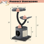 35 Inch Small Cat Tower with Curved Metal - Tangkula