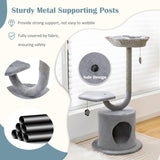 42 Inch Cute Cat Tower with Curved Metal Supporting Frame - Tangkula