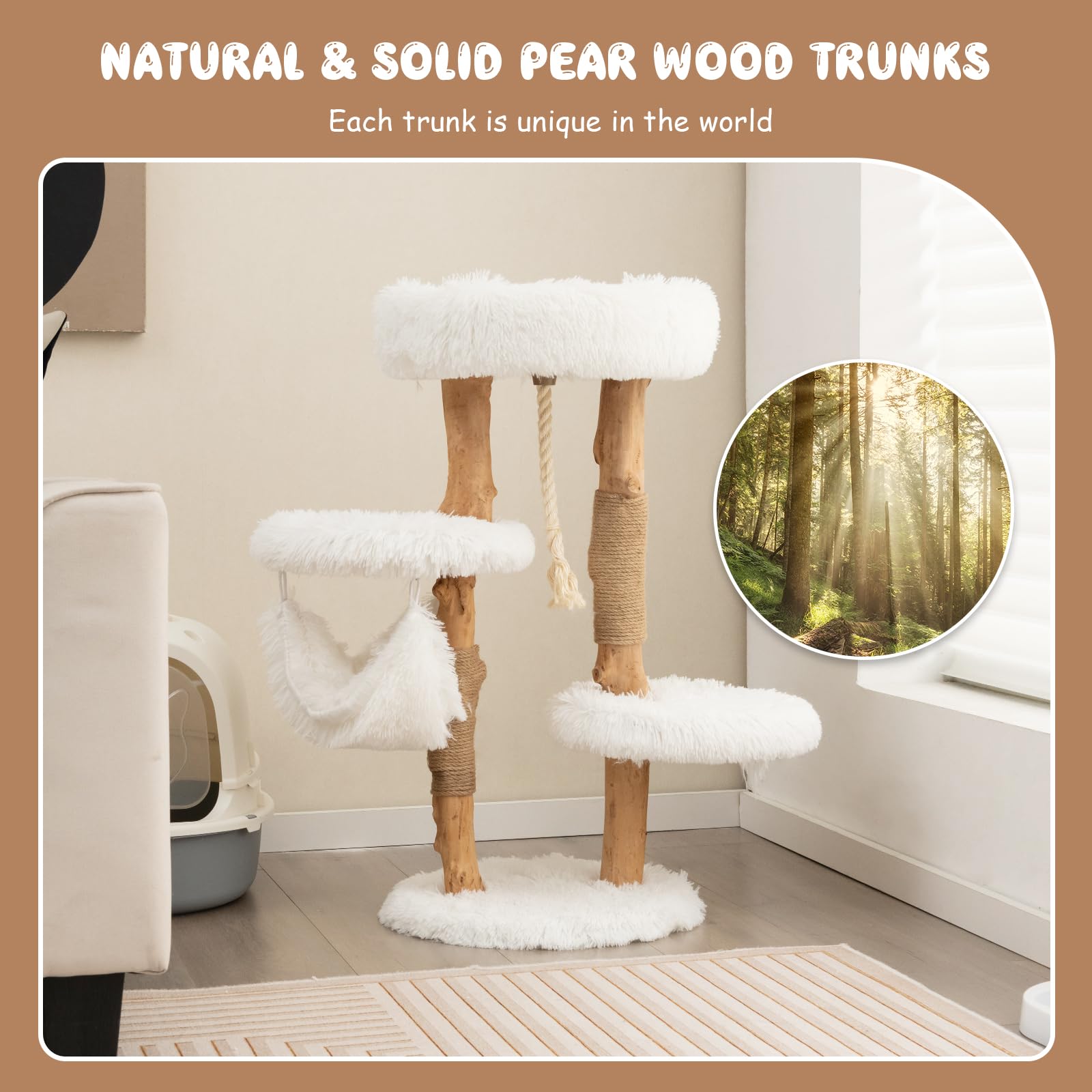  Solid Wood Modern Cat Tower  - Tangkula